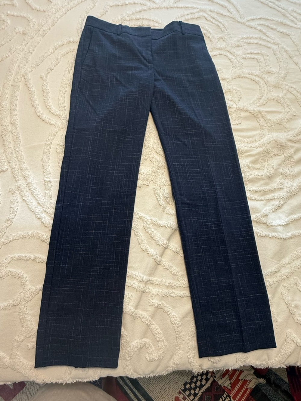 Ann Taylor Navy Checked Dress Pants